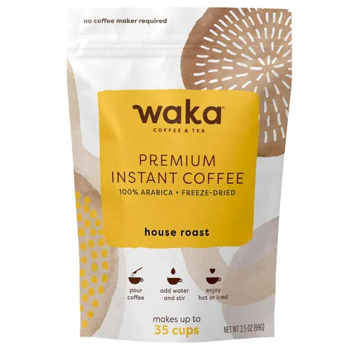 Vista 19 de Waka - Café instantáneo de calidad, tostado medio descafeinado, granos arábica y liofilizados. Bolsa de 35 porciones para café instantáneo caliente