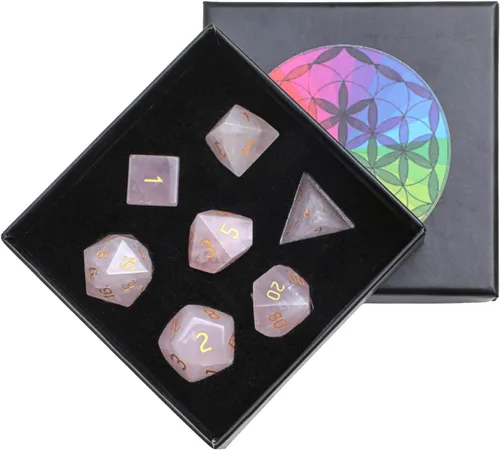 Vista 13 de rockcloud Juego de 7 dados poliédricos DND de jaspe rojo