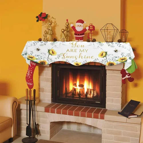 Vista 8 de Funda para bufanda de chimenea de eucalipto, girasol, mantel superior, bufanda para Navidad, Halloween, Acción de Gracias, otoño, decoración