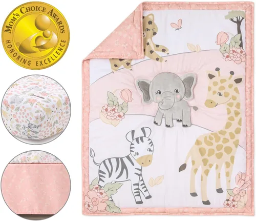 Vista 2 de The Peanutshell Juego de 3 piezas de ropa de cama para cuna de bebé para niñas - Decoración de cama de recién nacida, bebé y niña con sábana