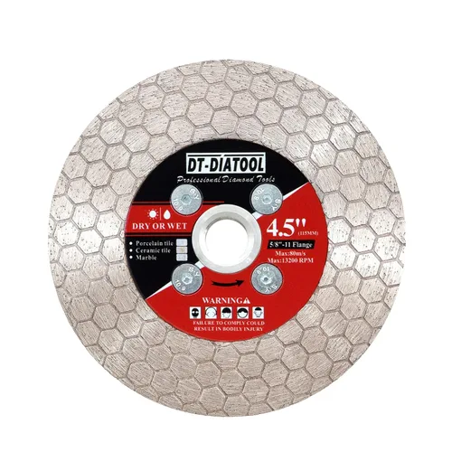 Vista 12 de DT-DIATOOL Disco de corte de azulejos de hoja de sierra de diamante de 4 pulgadas para amoladora angular de eje de 7/8 "- 5/8" para cortar