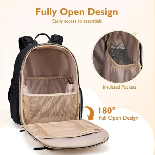 Vista 3 de mommore Mochila de Pañales de Neopreno Pequeña Bolsa de Bebé Mochila de Viaje Mini para Pañales para Recién Nacidos con Bolsillos Aislados, Correas