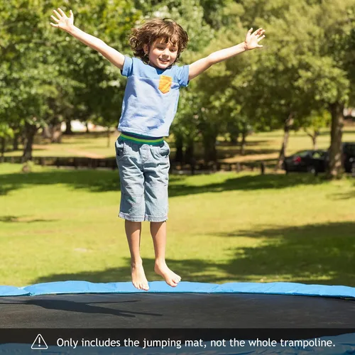 Vista 2 de GYMAX Tapete para cama elástica, 8 pies/10 pies/12 pies/14 pies/15 pies/16 pies, tapete de repuesto para trampolín con anillos en V