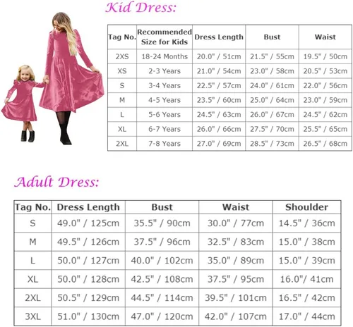 Vista 7 de Mommy and Me Vestido de Volantes de Manga Larga Casual Fiesta de Navidad Vestido de Terciopelo Madre Hija de la Familia a juego Vestido de Ropa