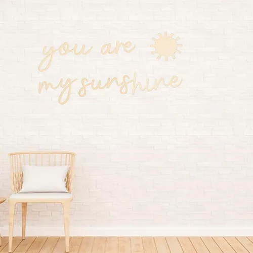 Vista 5 de Wood You are My Sunshine - Calcomanías de pared boho para habitación de niños - Arte de madera para guardería, niños, decoración de dormitorio