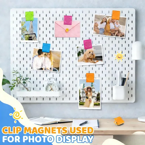 Vista 6 de Grtard Paquete de 8 clips magnéticos coloridos, clips magnéticos fuertes para nevera, clips magnéticos de metal para refrigerador, taquilla, pizarra