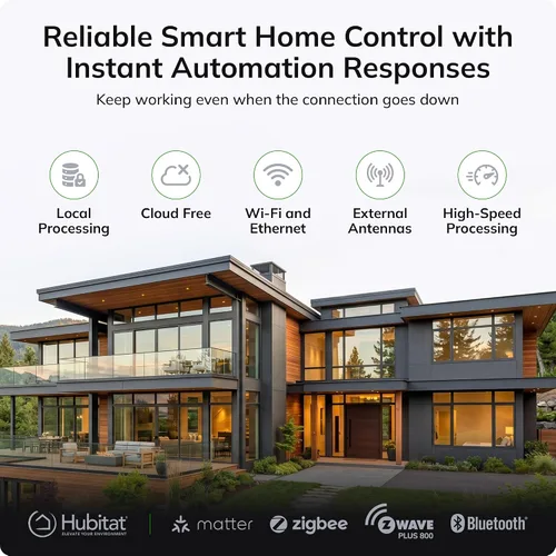 Vista 3 de Hubitat Elevation Hub de Automatización del Hogar (Modelo C-8 Pro) Compatible con Alexa, Apple HomeKit, Google Home, Zigbee, Z-Wave, Matter, Aqara