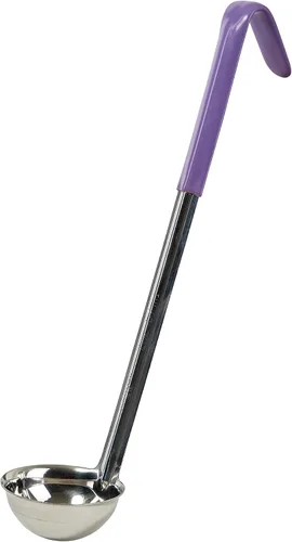 Vista 13 de Winco Cucharón de plástico de doble boquilla de una pieza, 1 onza, 13 pulgadas, cola roja
