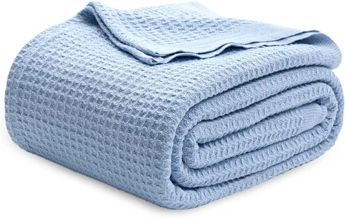 Vista 39 de Bedsure Gentlesoft - Manta de 100 % algodón, tamaño Twin XL, para dormitorio universitario, transpirable y suave, manta Twin de tejido waffle