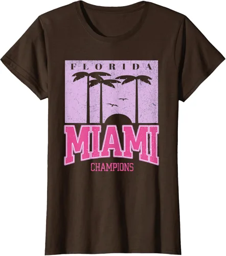 Vista 15 de MIAMI Beach Sunset Camiseta Florida Miami Palm Trees Camiseta Camiseta, Negro