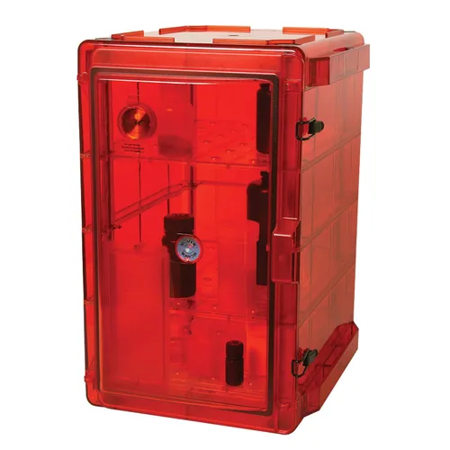 Vista 10 de SP Bel-Art Secador Clear 3.0 Gas-Purge - Armario desecador de purga de gas, 1.55 pies cúbicos ámbar con puertos de gas, diseño de cámara desecante