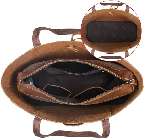 Vista 3 de S-ZONE Bolso grande del bolso del hombro del cuero genuino de las mujeres paquete grande del bolso del bolso del bolso con la pequeña bolsa