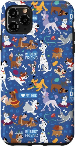 Vista 13 de Disney Funda para iPhone 17 con texto en inglés «Dogs I Love My Dog», color azul
