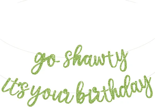 Vista 29 de BEISHIDA Pancarta Black Go Shawty It's Your Birthday de 11.4 pies, SIN BRICOLAJE - Pancarta de Feliz Cumpleaños con Purpurina Tema Hip Hop - Negro
