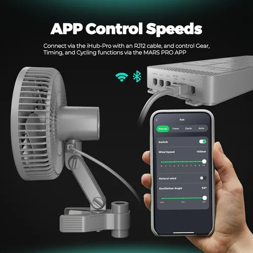 Vista 3 de MARS HYDRO Ventilador oscilante de 6 '' con clip para tienda de cultivo