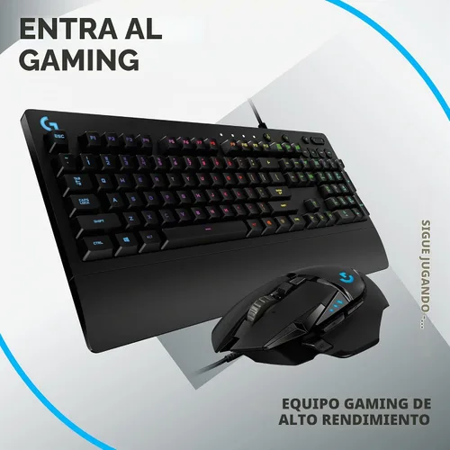 Vista 2 de Logitech G 502 Hero Mouse para juegos con cable y teclado para juegos RGB G213 - Ratones con botones programables y pesos ajustables - Teclado