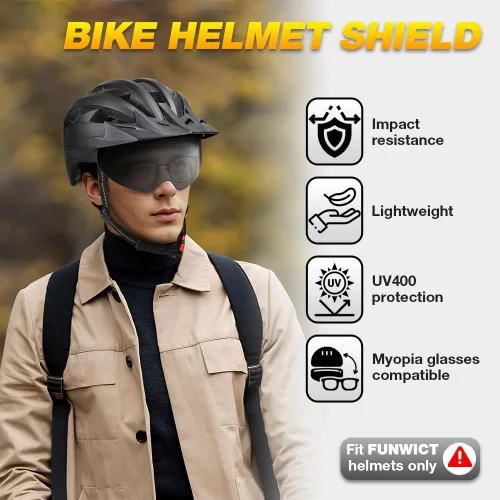 Vista 2 de Gafas de casco de bicicleta magnéticas, viseras solares extraíbles/desmontables para casco de bicicleta FW001 Impact-Resistant PC, Magnetic