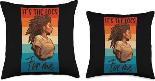 Vista 3 de Locs Afro Dreadlocks Love Natural Beauty Hair It's the Locs for Me Afro Hair Black American African Girl Throw Pillow, 18x18, Multicolor