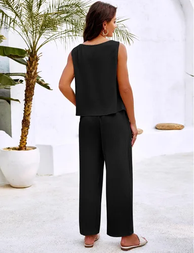 Vista 5 de Blooming Jelly Conjuntos de dos piezas para mujer, trajes de lino a juego, trajes elegantes con pantalones
