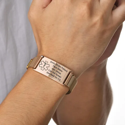 Vista 28 de VNOX Pulsera de identificación de alerta médica para hombres y mujeres, pulseras de alerta médica con grabado personalizado para mujeres y hombres