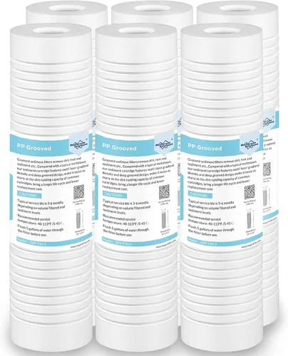 Vista 10 de Membrane Solutions Cartucho de filtro de agua de sedimentos ranurados (paquete de 6), filtro de agua de 0.5 micrones para toda la casa, reemplazo