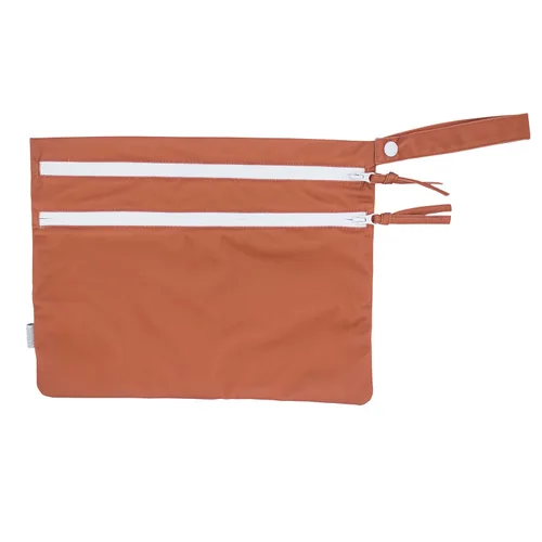 Vista 11 de BapronBaby Minimalist Champagne Wet Dry Bag - Waterproof Two Zipper Pockets - Reusable for Mealtime, Diapers, Stroller, Snacks, Swimsuits - Machine