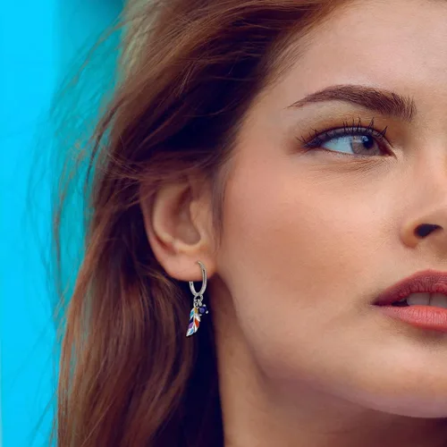 Vista 6 de Hapour Aretes colgantes de plata de ley 925 con alas de ángelplumas, hipoalergénicos, regalo de joyería para mujeres y niñas, Gema, Circonia cúbica