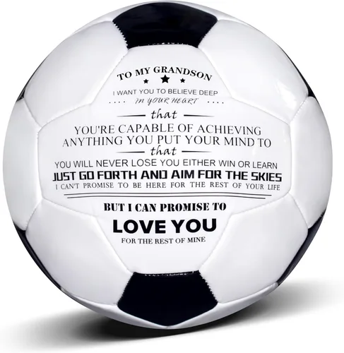 Vista 7 de Balón de fútbol tradicional tamaño 5, regalos para hija, hijo, nieto, regalos de fútbol inspiradores personalizados y atractivos