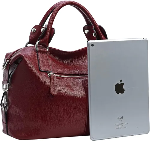 Vista 2 de Heshe - Bolsa de hombro de piel para mujer, con asa superior, bolsa cruzada