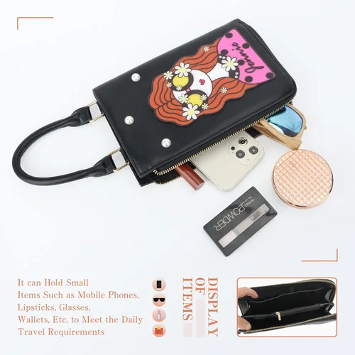 Vista 5 de GOKTOW Bolso extravagante para mujer, bolsos de mano novedosos para mujer, bolso cruzado divertido, bolsos de hombro con asa de poliuretano