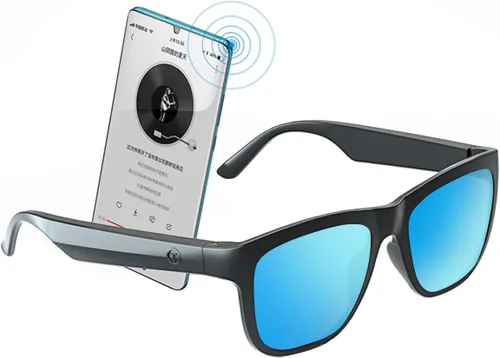 Vista 12 de GS01 Smart Bluetooth Gafas de sol, gafas de sol de audio con altavoz, lente polarizada UV400, música abierta del oído, control táctil