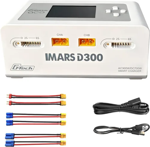 Vista 7 de Lipo Cargador de batería, cargador Gens Ace IMARS D300 G-Tech Series Smart Dual Lipo Balance Charger AC 300W DC 700W (350W* 2) 16A RC Cargador