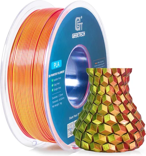 Vista 11 de GEEETECH Seda PLA Filamento para Impresora 3D 1.75mm, Filamento PLA de Doble Color Seda 1KG(2.2lbs), Precisión Dimensional +/- 0.02 mm, Filamento