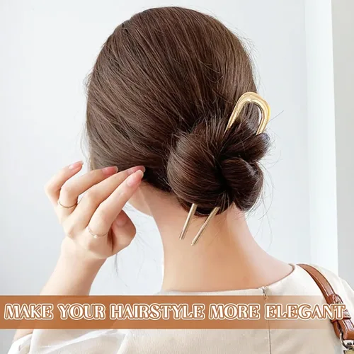Vista 6 de 2 horquillas francesas para mujer, pinzas de metal en forma de U de 5.5 pulgadas para moños, torsión francesa y recogidos, accesorios
