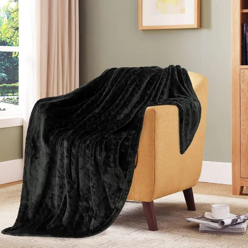 Vista 6 de TOONOW - Manta decorativa de vellón, mullida, supersuave, esponjosa y con patrón geométrico, de franela de microfibra, para sillón, cama y sofá
