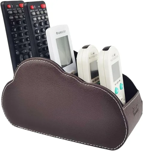 Vista 9 de Organizador de control remoto de piel con 5 compartimentos espaciosos