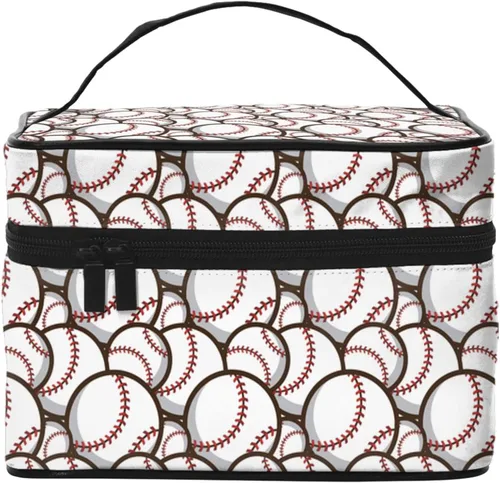 Vista 16 de Bolsa de maquillaje con asa, estuche de cosméticos con cremallera, bolsa de aseo portátil de viaje para mujeres y niñas, duradera, 1 Foto
