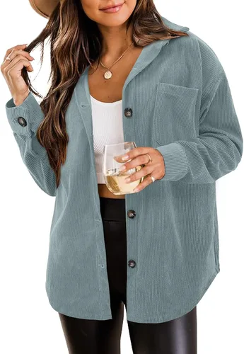 Vista 89 de ZOLUCKY Chaqueta de manga larga con botones para mujer, talla grande, blusas
