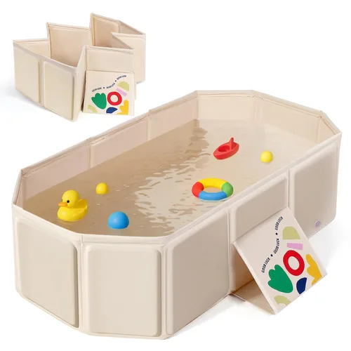 Vista 9 de Orzbow Bañera para niños pequeños con tapón de drenaje lateral, portátil Verde