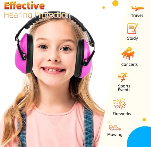 Vista 3 de MelonArt Paquete de 2 auriculares con cancelación de ruido para niños y adultos, protección auditiva para autismo, sensorial, reducción de ruido
