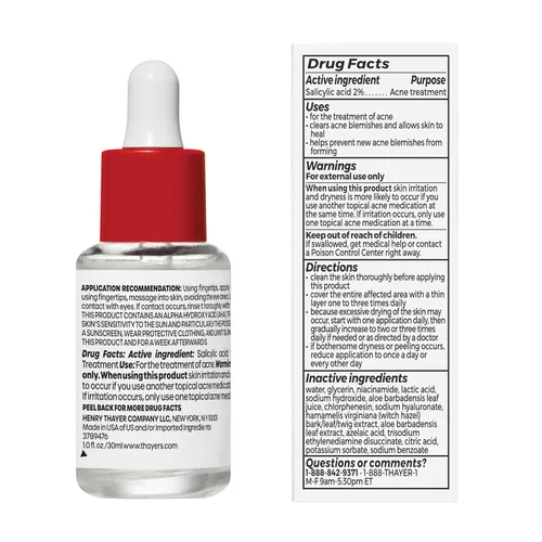 Vista 6 de Thayers Suero de Acné de Doble Acción con Ácido Salicílico, Suero Facial para Tratamiento del Acné con 2% de Ácido Salicílico y Niacinamida, Cuidado