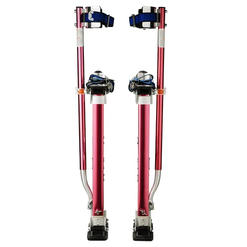 Vista 6 de Pentagon Tools - Pilotes de aluminio con resorte de 18 a 30 pulgadas con una correa de talón de bloqueo para construcción, pintura y acabado (rojo)