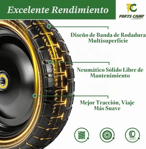 Vista 3 de Parts Camp para carritos Gorila Ruedas de 13 pulgadas, neumáticos de repuesto para carritos Gorila de 4.00-6, neumático y rueda sólidos sin