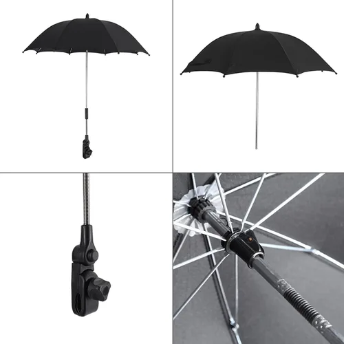 Vista 5 de Ejoyous Sombrilla ajustable para cochecito de bebé, sombrilla ajustable con abrazadera, sombrilla de rayos de sol, lluvia, sombrilla para silla