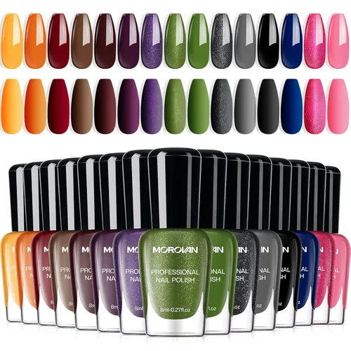 Vista 14 de Morovan - Juego de esmaltes de uñas brillantes: juego de regalo de 15 colores de secado rápido de larga duración Paquete de esmalte de uñas