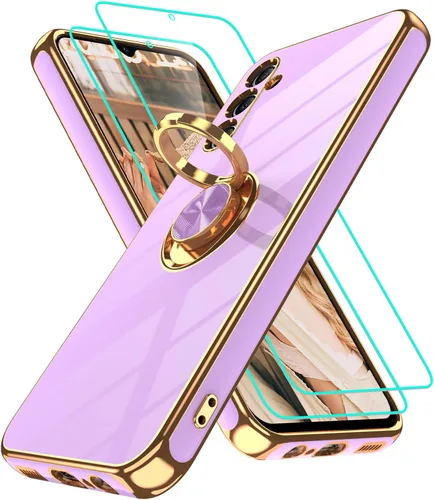 Vista 324 de Funda para Motorola Moto G 5G 2024: Funda Moto G Play 5G 2024 con 2 piezas de protectores de pantalla, soporte de anillo de rotación de 360°
