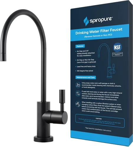 Vista 11 de SpiroPure Grifo RO de aire sin plomo certificado NSF, oro cepillado/bronce/latón, grifo de filtro de agua de reemplazo de ósmosis inversa, grifo