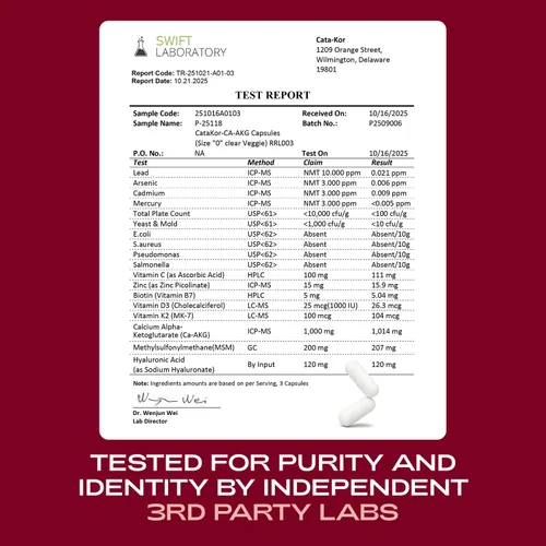 Vista 6 de Cata-Kor Suplemento NAD+ y complejo Ca-AKG - Suplemento liposomal NAD+ con resveratrol (60 cápsulas) y complejo de belleza Ca-AKG, MSM, ácido