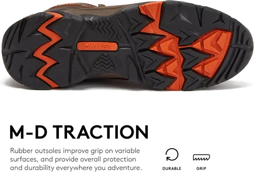 Vista 5 de HI-TEC Acadia WP - Botas de senderismo de cuero impermeables para hombre ligeras transpirables para mochileros y senderos