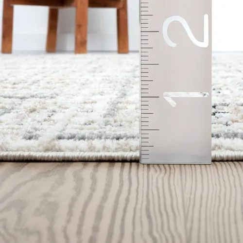Vista 2 de Abani Alfombra gris para sala de estar, dormitorio, patrón de rayado, 2 x 3 pies, duradera y fácil de limpiar